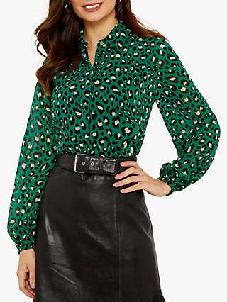Sosandar Leopard Print Shirt, Green