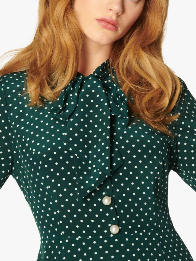 Mortimer green polka cheap dot silk dress