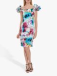 Gina Bacconi Harmonia Floral Ruffle Sleeve Scuba Dress, Multi