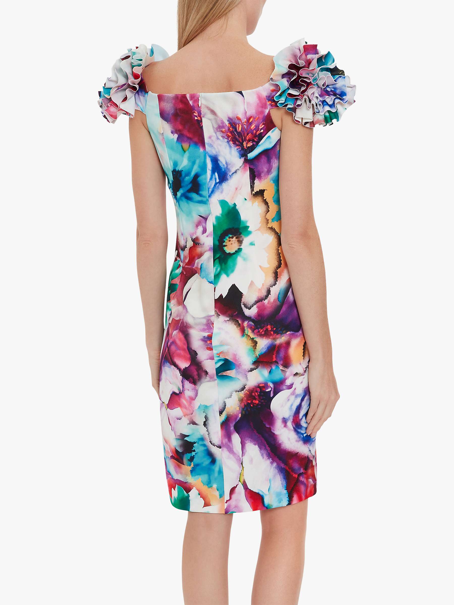 Buy Gina Bacconi Harmonia Floral Ruffle Sleeve Scuba Dress, Multi Online at johnlewis.com