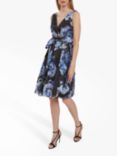 Gina Bacconi Eslanda Floral Burnout Dress, Black/Blue, Black/Blue