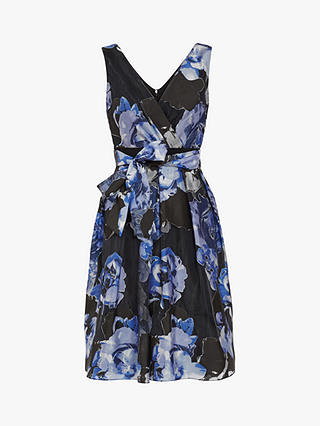 Gina Bacconi Eslanda Floral Burnout Dress, Black/Blue