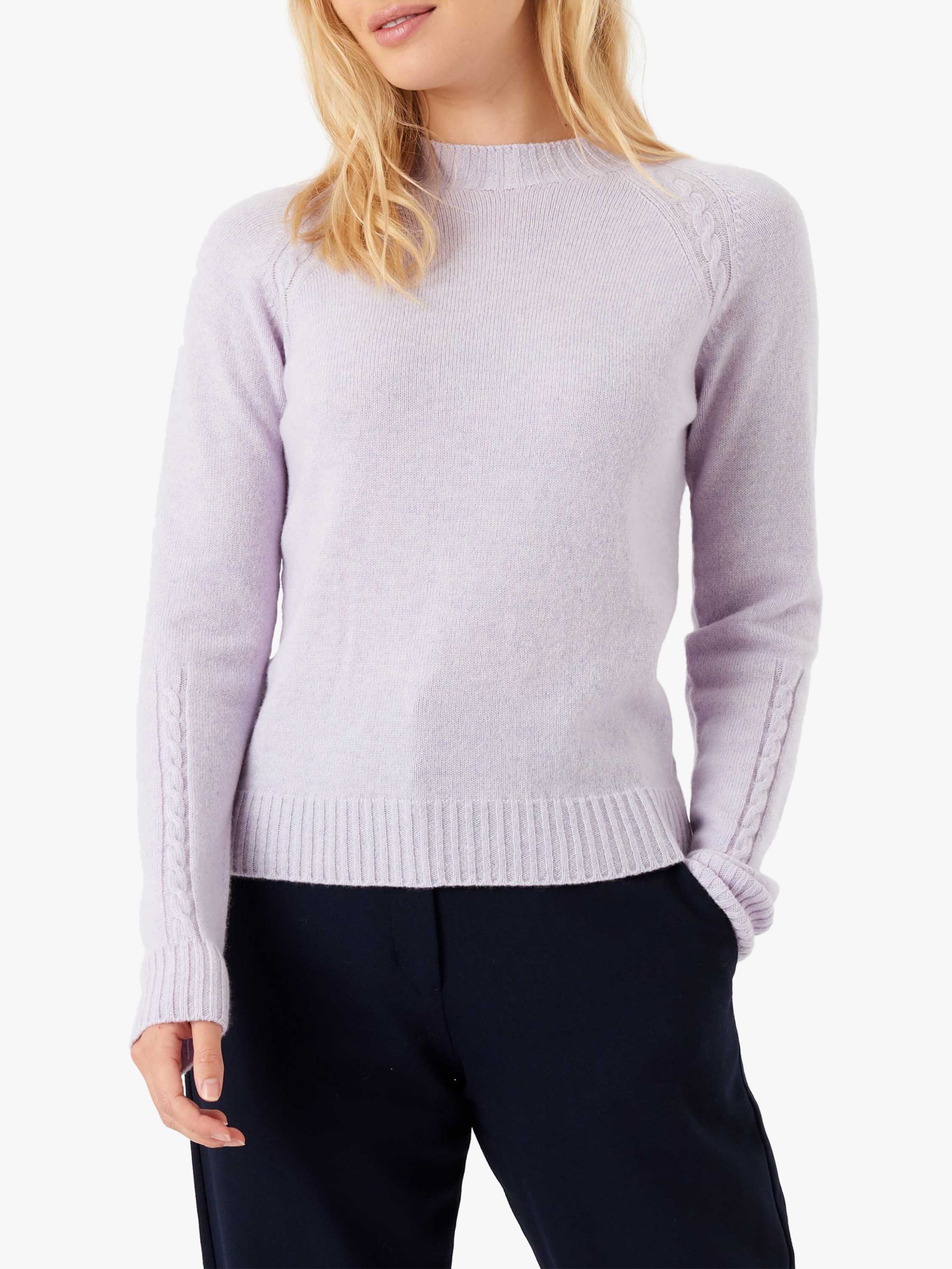 Brora Cable Detail Cashmere Jumper, Lilac, 14