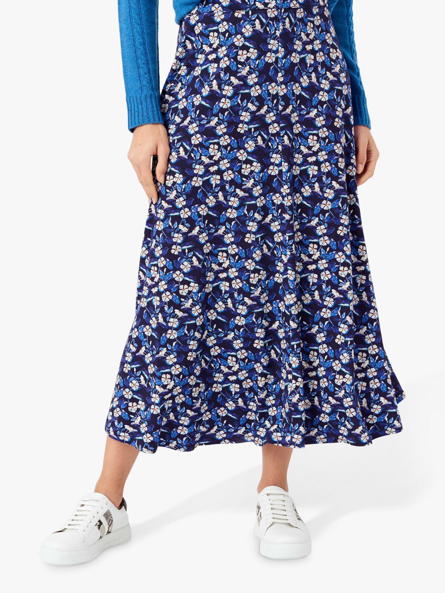 Brora Liberty Floral Print Jersey Skirt, Ink Floral
