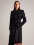 Ted Baker Rose Mid Length Wool Blend Wrap Coat, Black