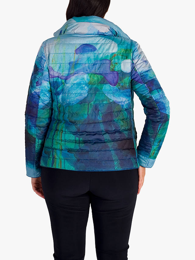 chesca Quilted Reversible Abstract Jacket, Cobalt