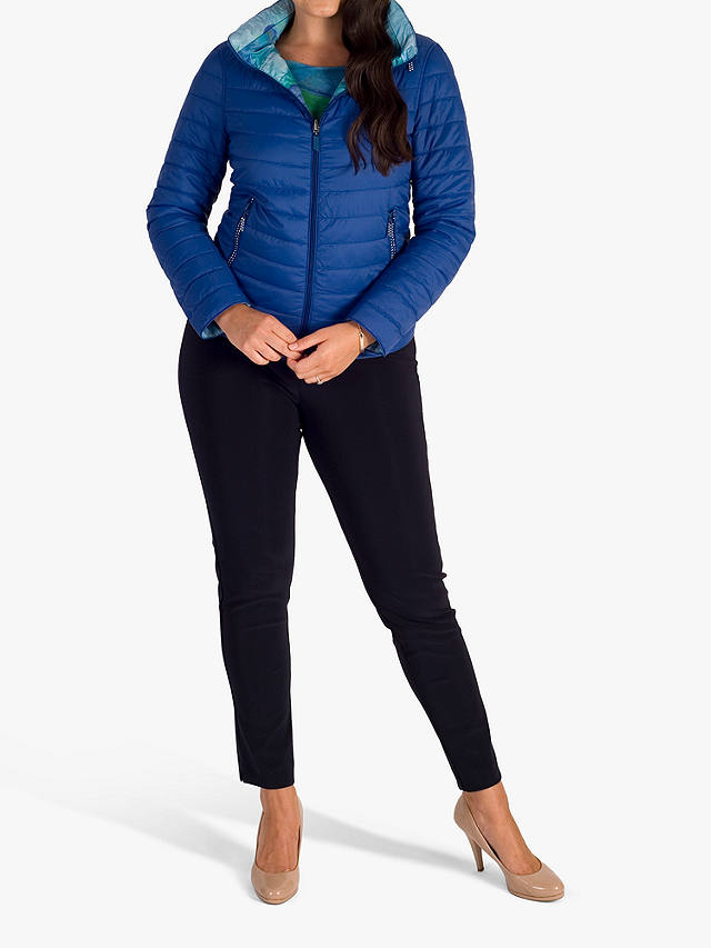 chesca Quilted Reversible Abstract Jacket, Cobalt
