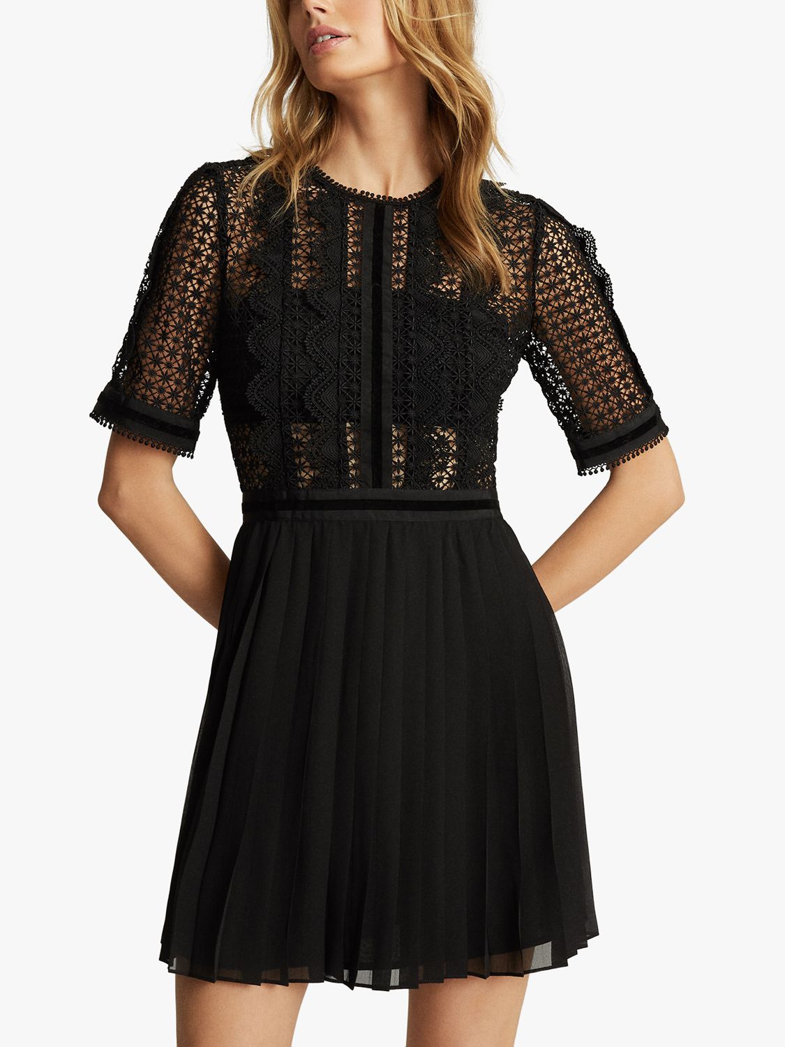 Reiss Athena Textured Dress, Black