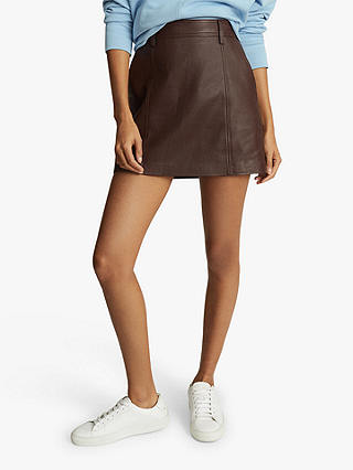 Reiss Eliza A-Line Leather Skirt