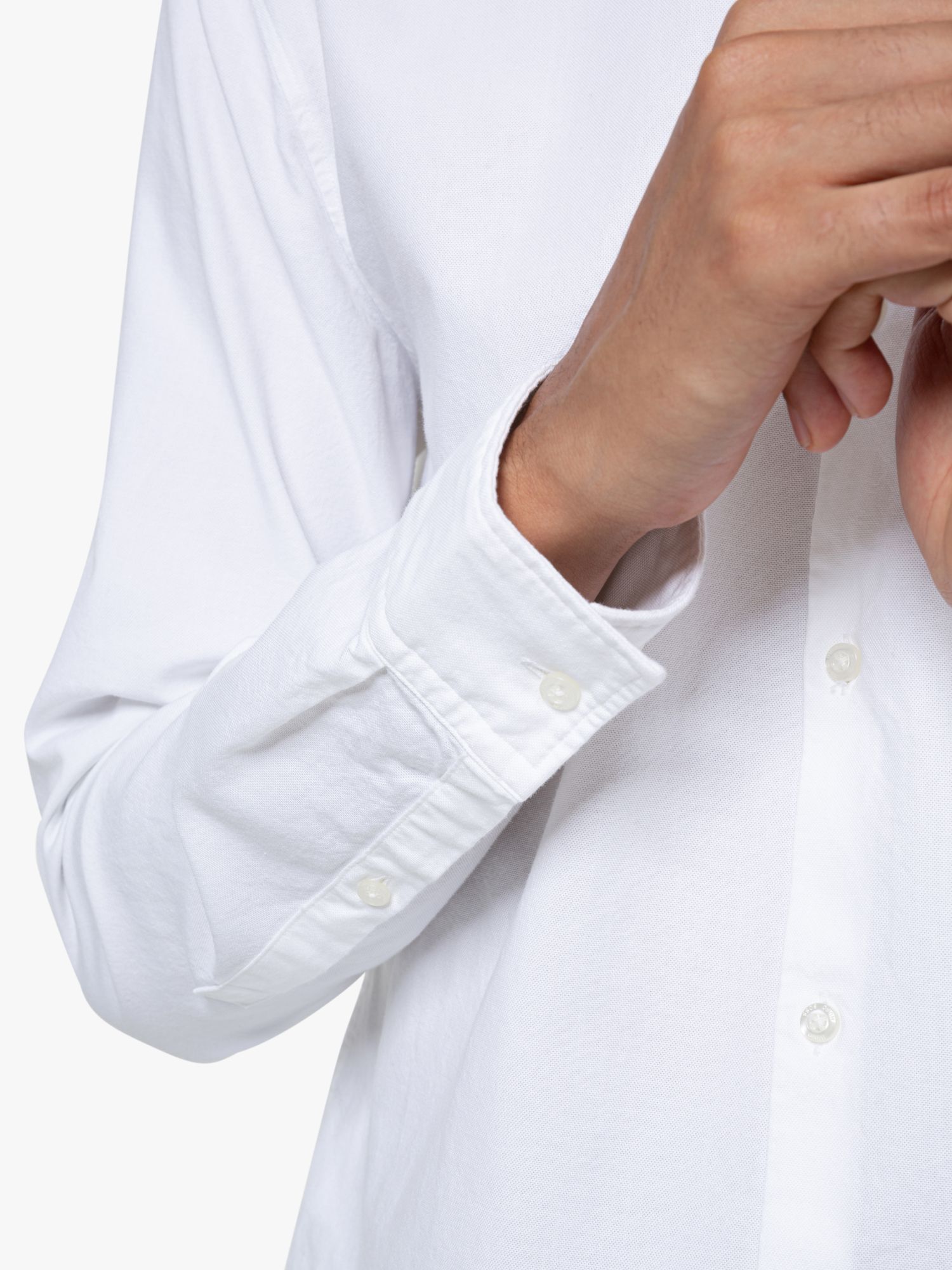 HUGO Ermo Garment Wash Slim Fit Oxford Shirt, Open White