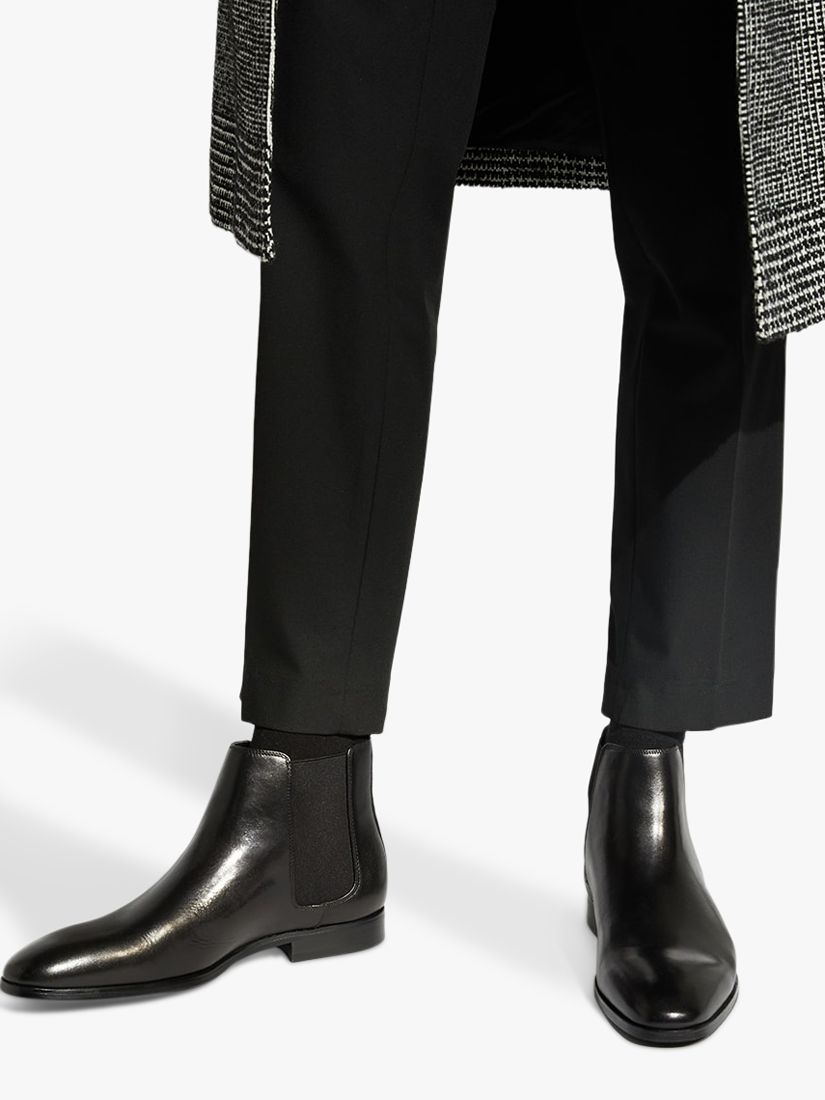 Dune Mantle Leather Chelsea Boots, Black, Black at John Lewis & Partners