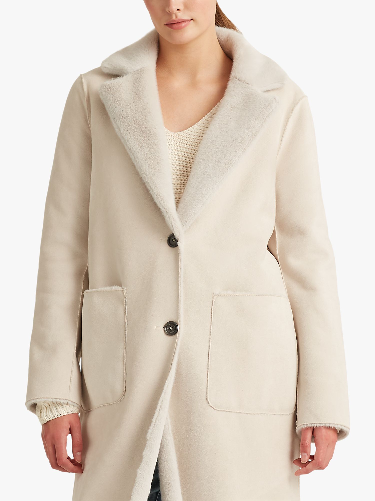 Lauren Ralph Lauren Reversible Faux Fur Coat, Natural