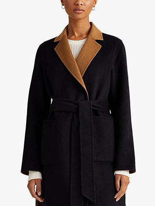 Lauren Ralph Lauren Reversible Wool Blend Coat, Navy