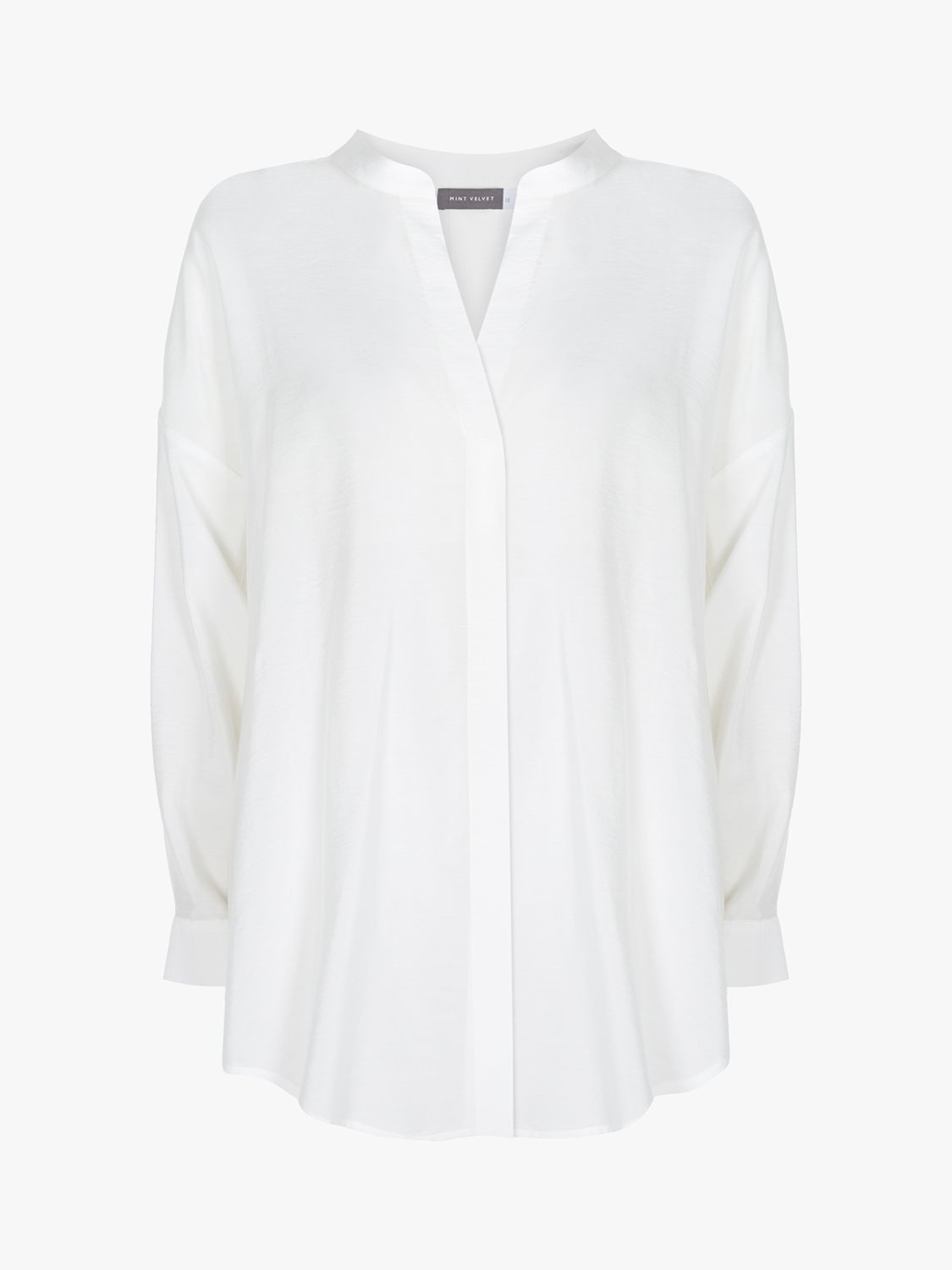 Mint Velvet Longline Open Collar Shirt, White at John Lewis & Partners