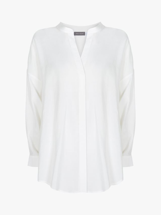 Mint Velvet Longline Open Collar Shirt, White, XS