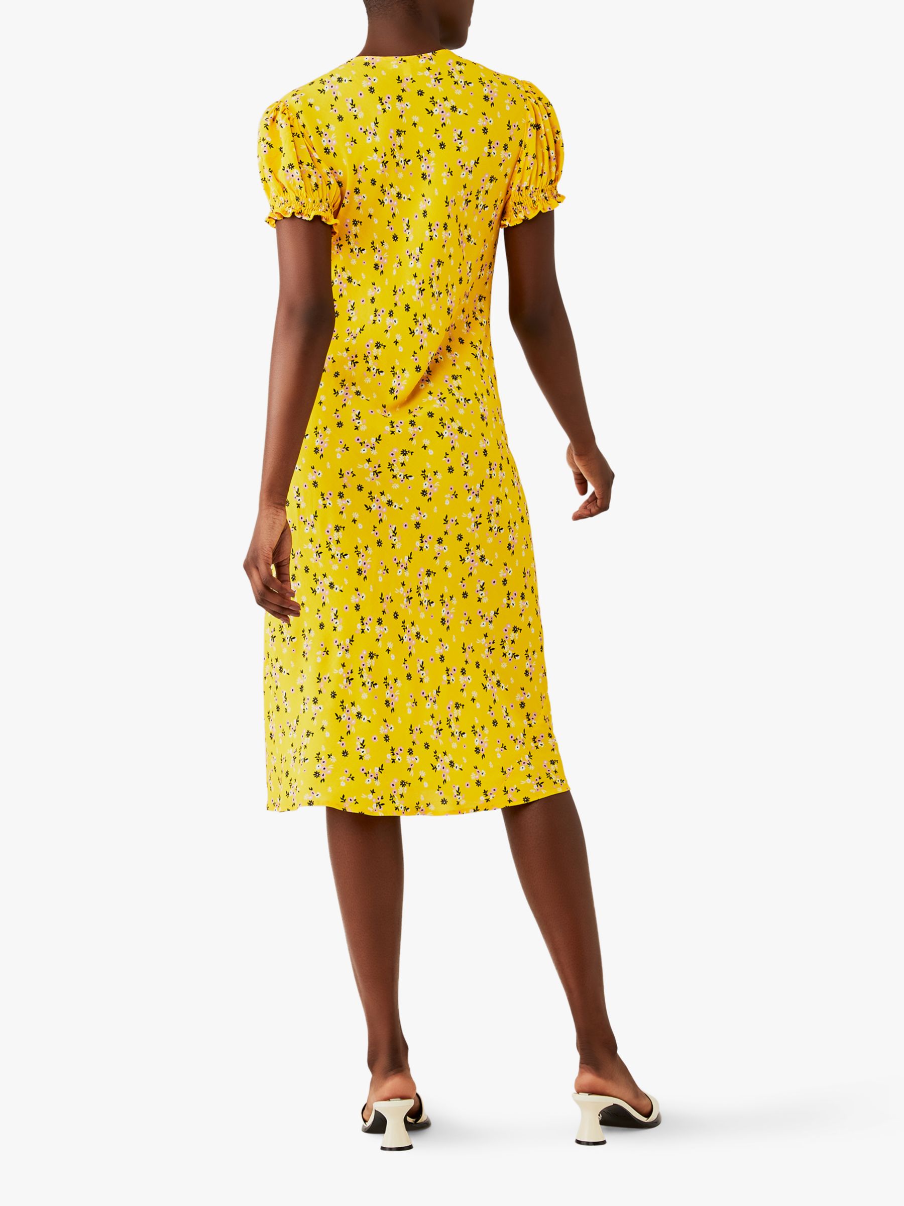 Ghost Jemima Floral Print Knee Length Dress, Yellow