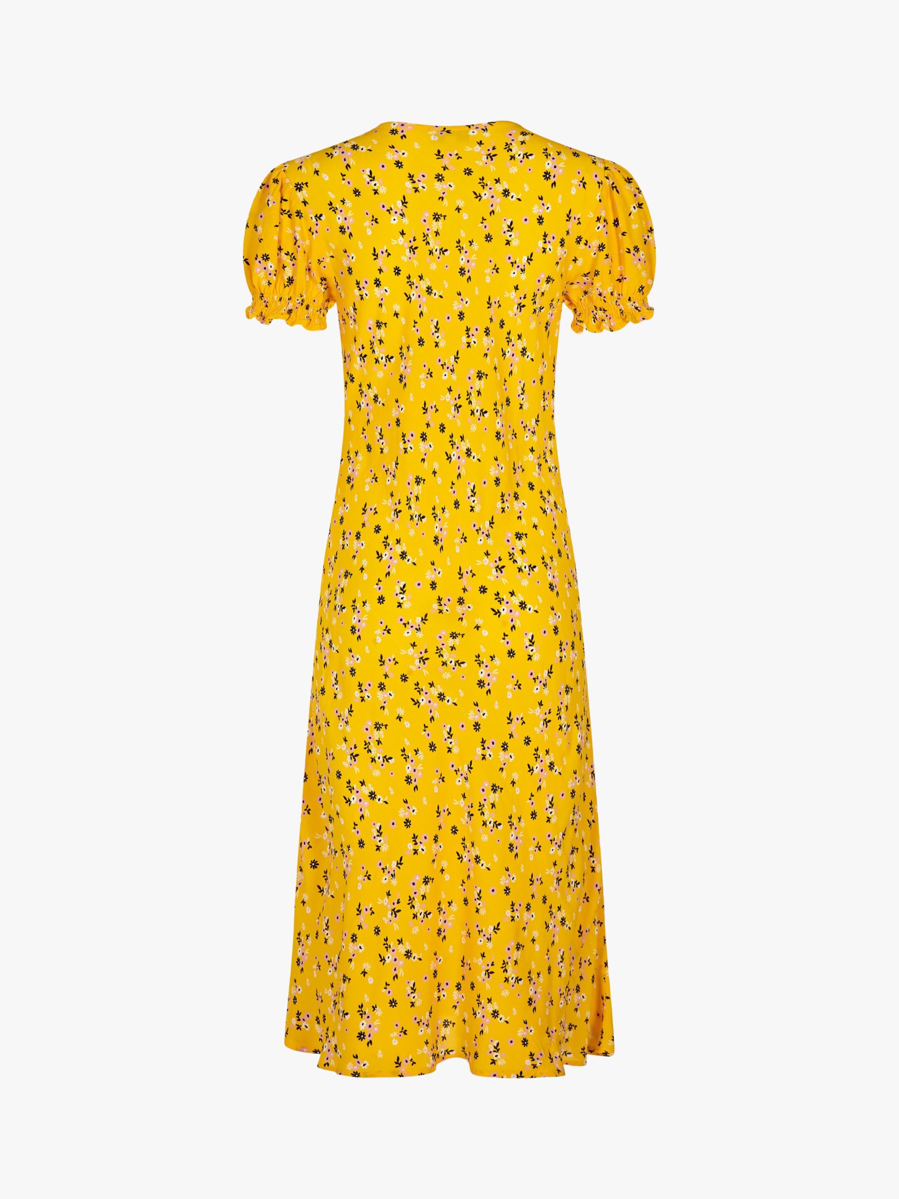 Ghost Jemima Floral Print Knee Length Dress, Yellow