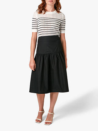 Jigsaw Poplin Midi Skirt, Black
