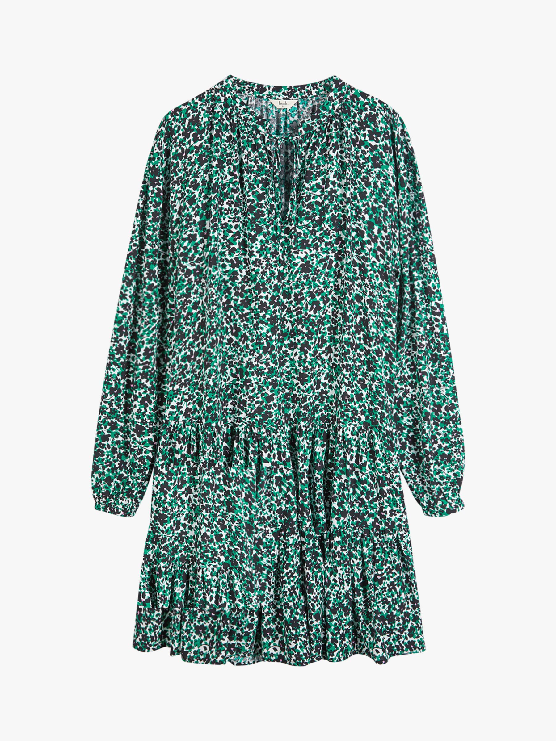 hush Ferdi Leopard Print Mini Dress, Scribble Flower Green