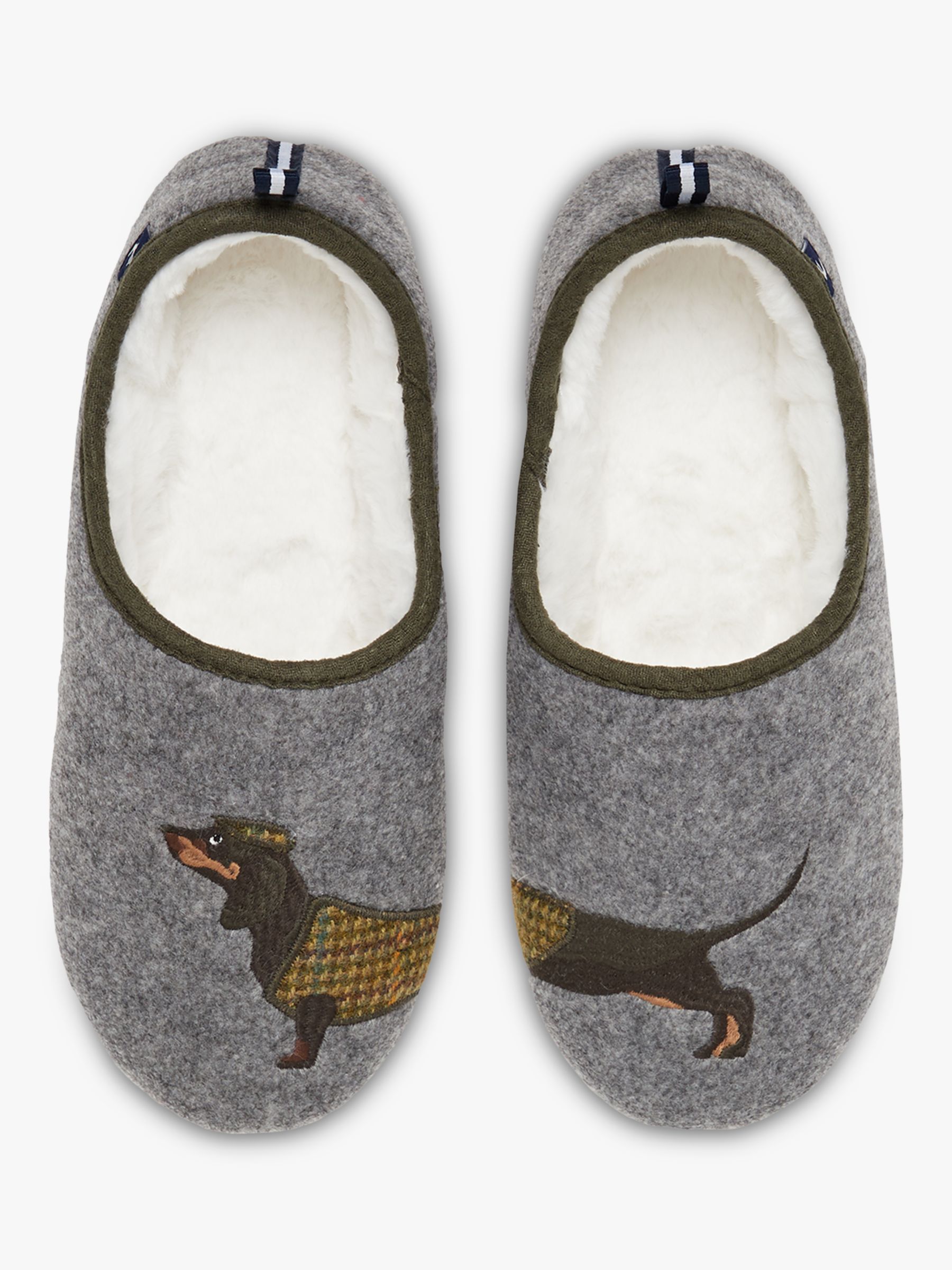 Joules Dachshund Slippets, Grey at John Lewis & Partners