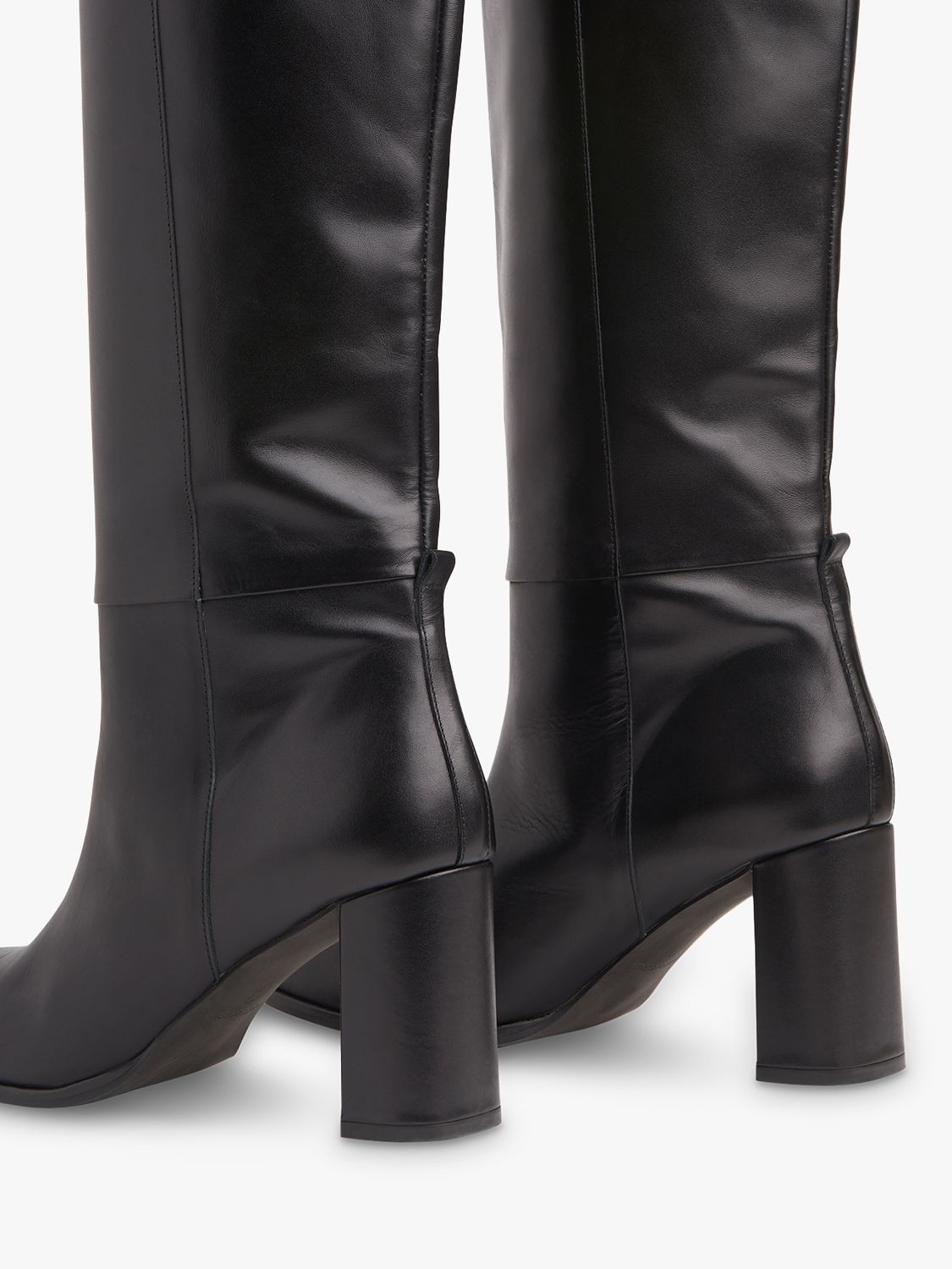 Whistles Gibson Leather Knee High Boots, Black at John Lewis & Partners