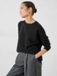 HUSH Cashmere Boyfriend Jumper, Black