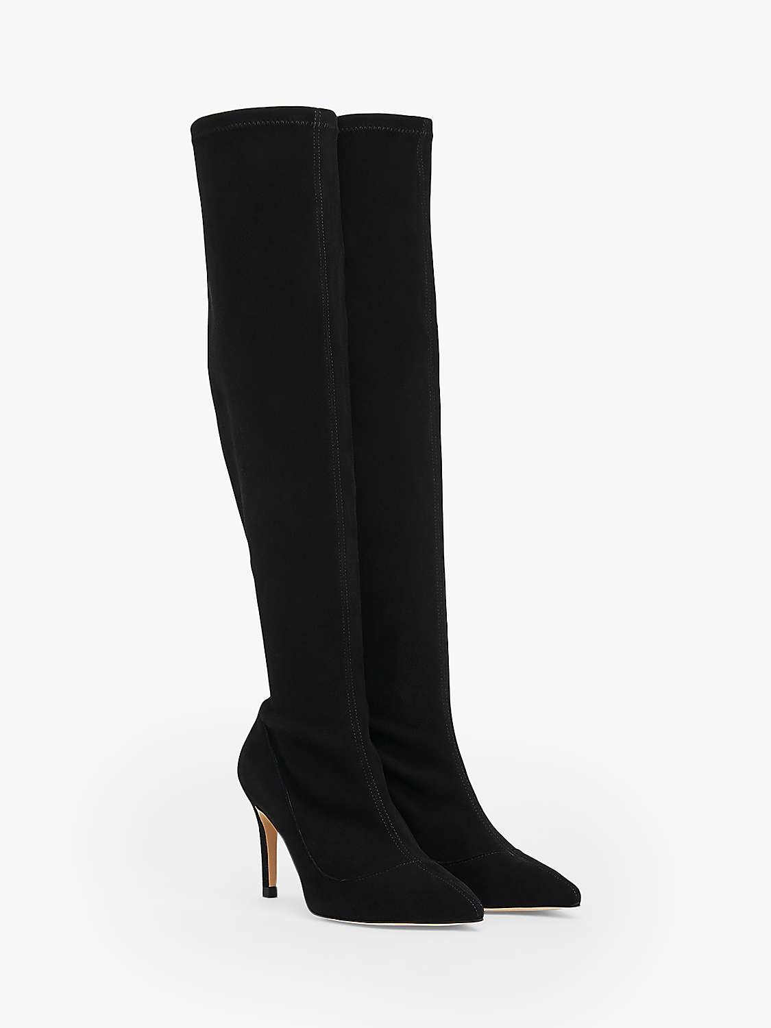 L.K.Bennett Blake Stretch Suede Over The Knee Boots, Black at John ...