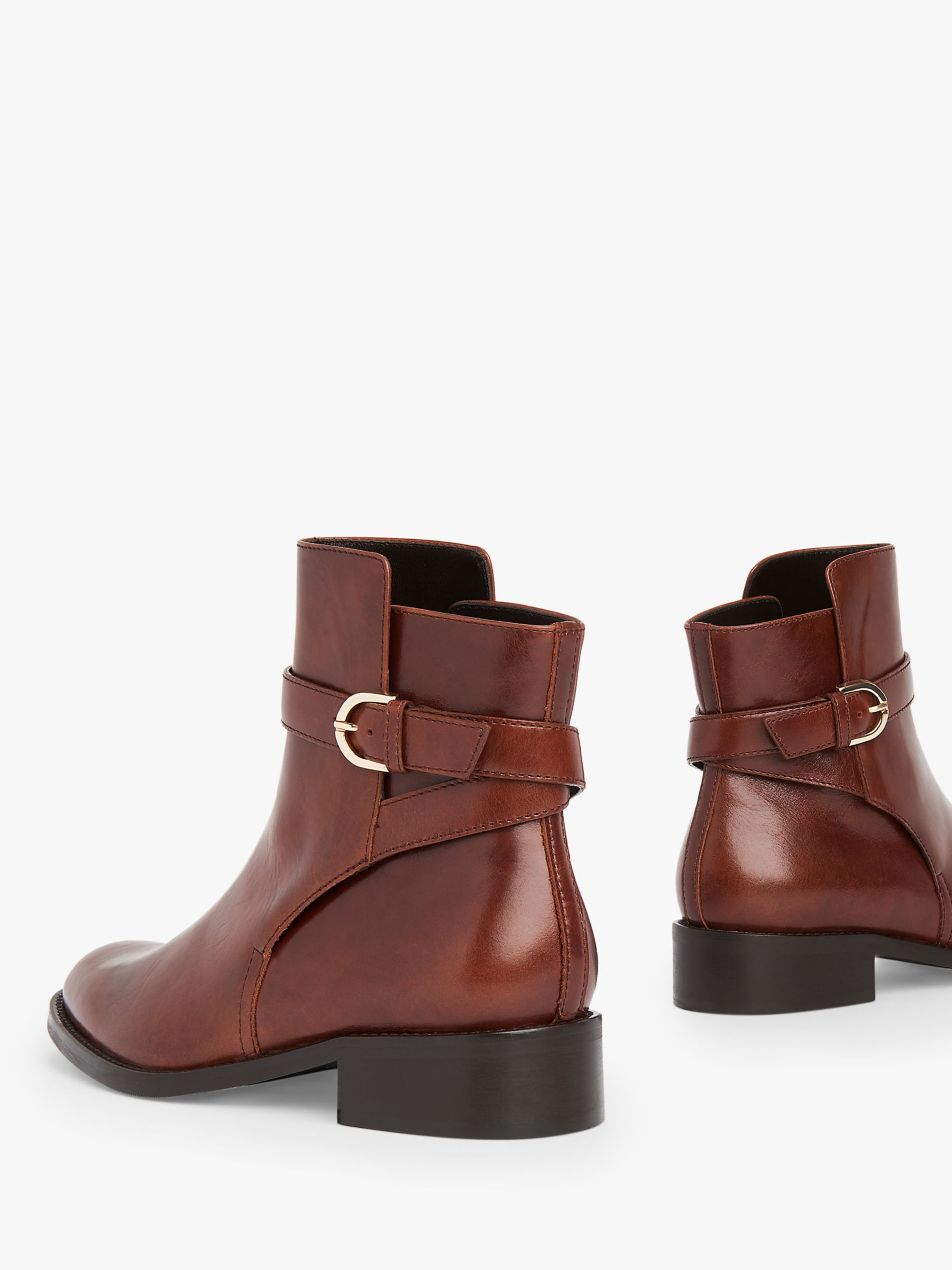 L.K.Bennett Annie Leather Flat Ankle Boots, Brown at John Lewis & Partners