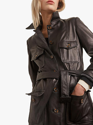 Gerard Darel Erin Leather Belted Coat, Black