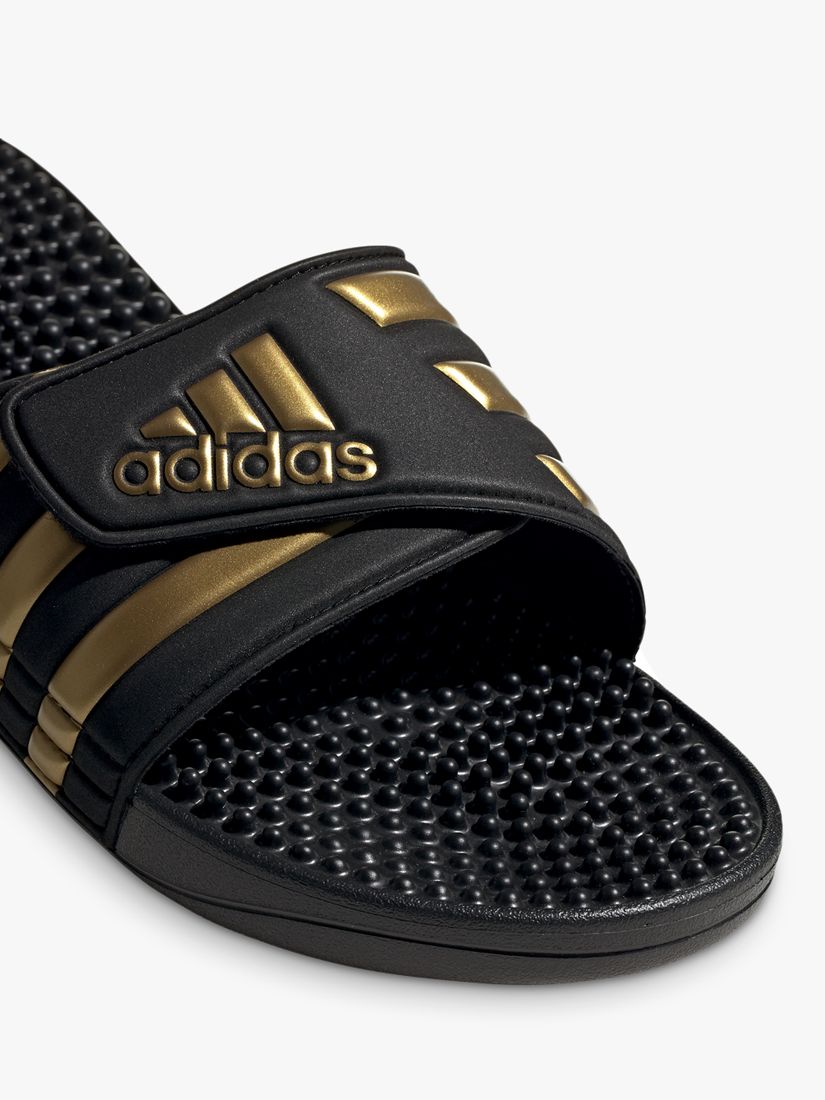 adidas black and gold sliders