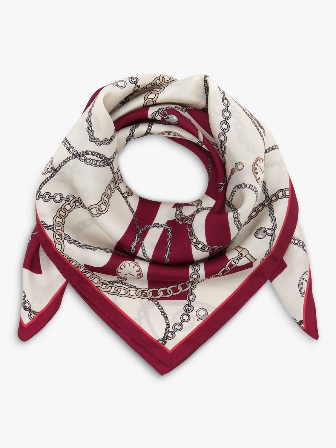 Hobbs Beatrice Square Silk Scarf, Raspberry at John Lewis & Partners