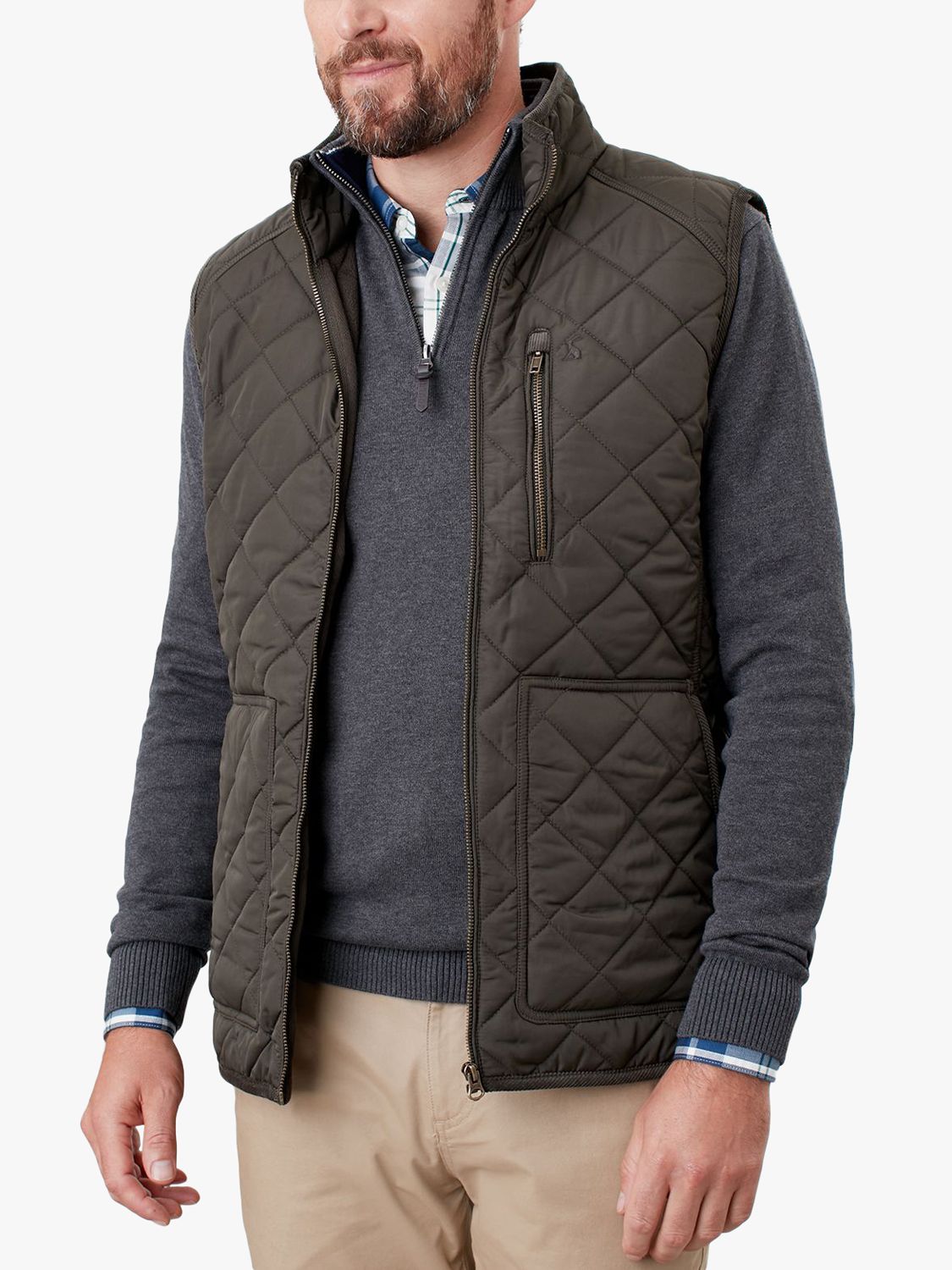 Joules Halesworth Quilted Gilet, Dark Pine at John Lewis & Partners