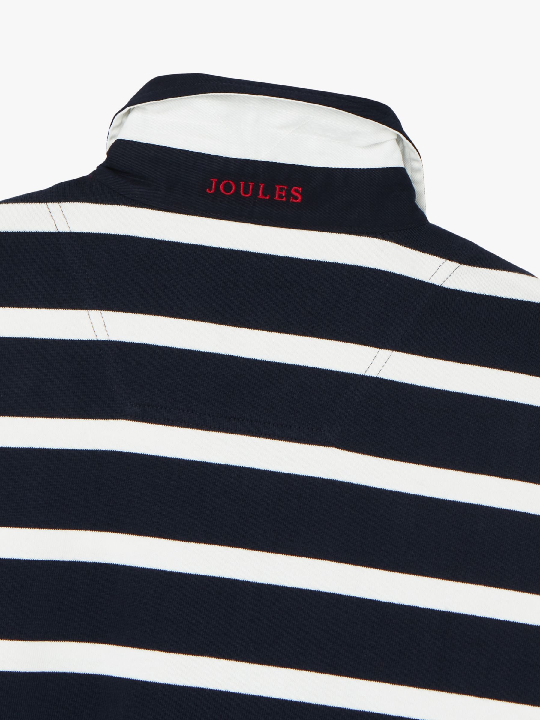 Joules Onside Cotton Stripe Rugby Polo Shirt, Navy/White