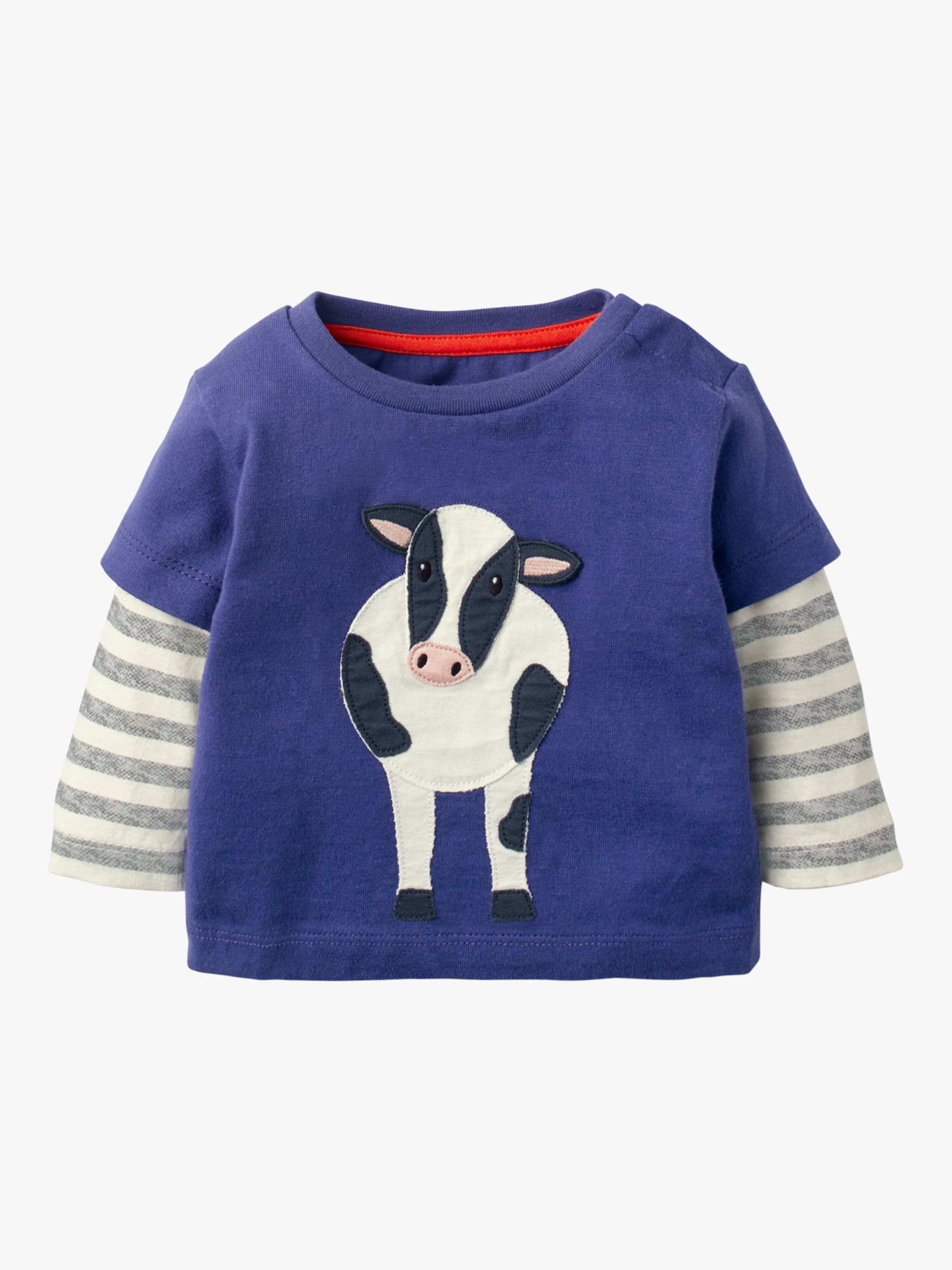 Mini Boden Baby Farm Animal T-Shirt, Starboard Blue