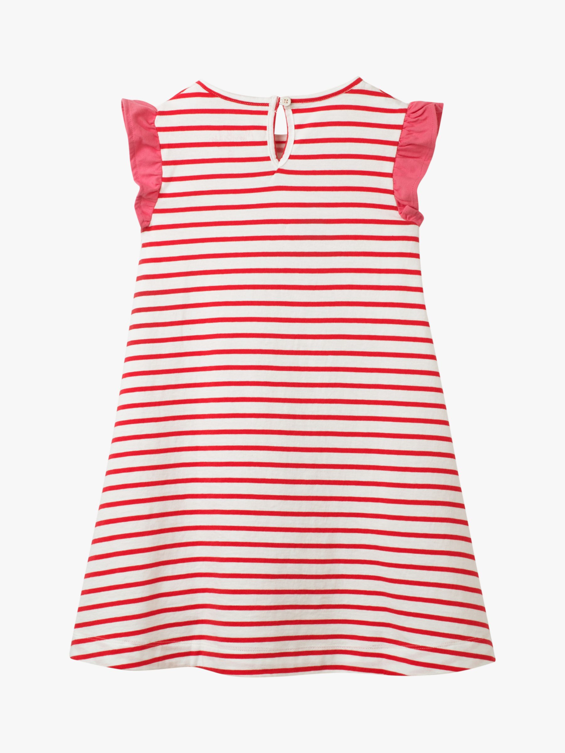 Mini Boden Girls' Flutter Sleeve Applique Dress, Ivory/Red