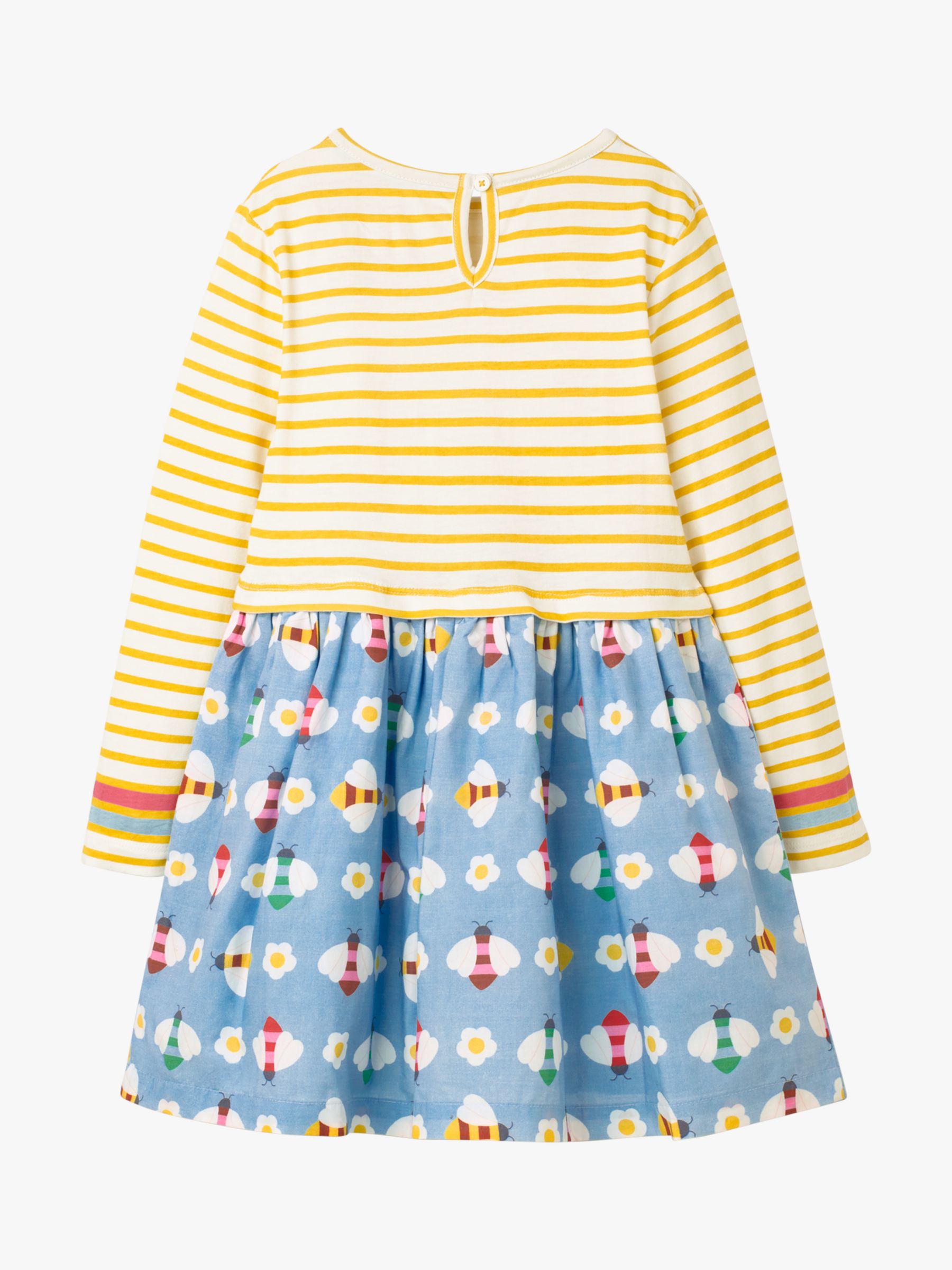 Mini Boden Girls' Hotchpotch Stripe Floral Dress, Frosted Blue Geo