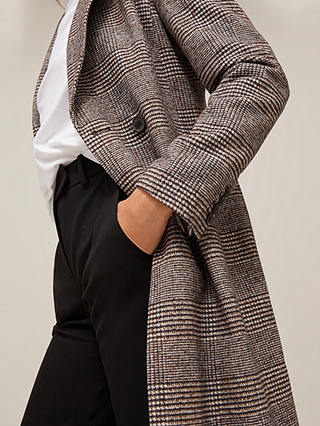 Modern Rarity Wool Blend Check Coat, Black/White