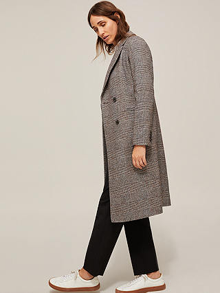 Modern Rarity Wool Blend Check Coat, Black/White