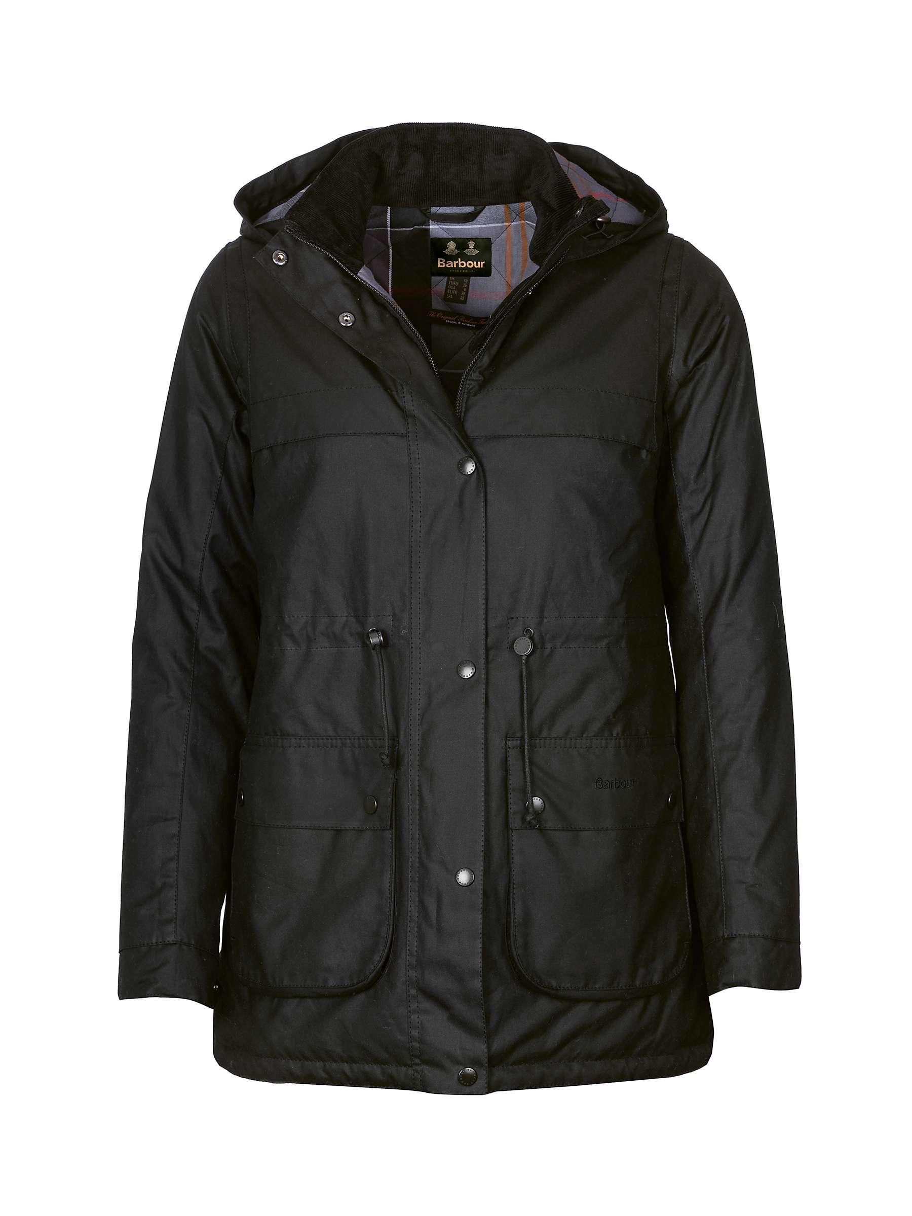 Buy Barbour Cassley Waxed Jacket, Black Online at johnlewis.com