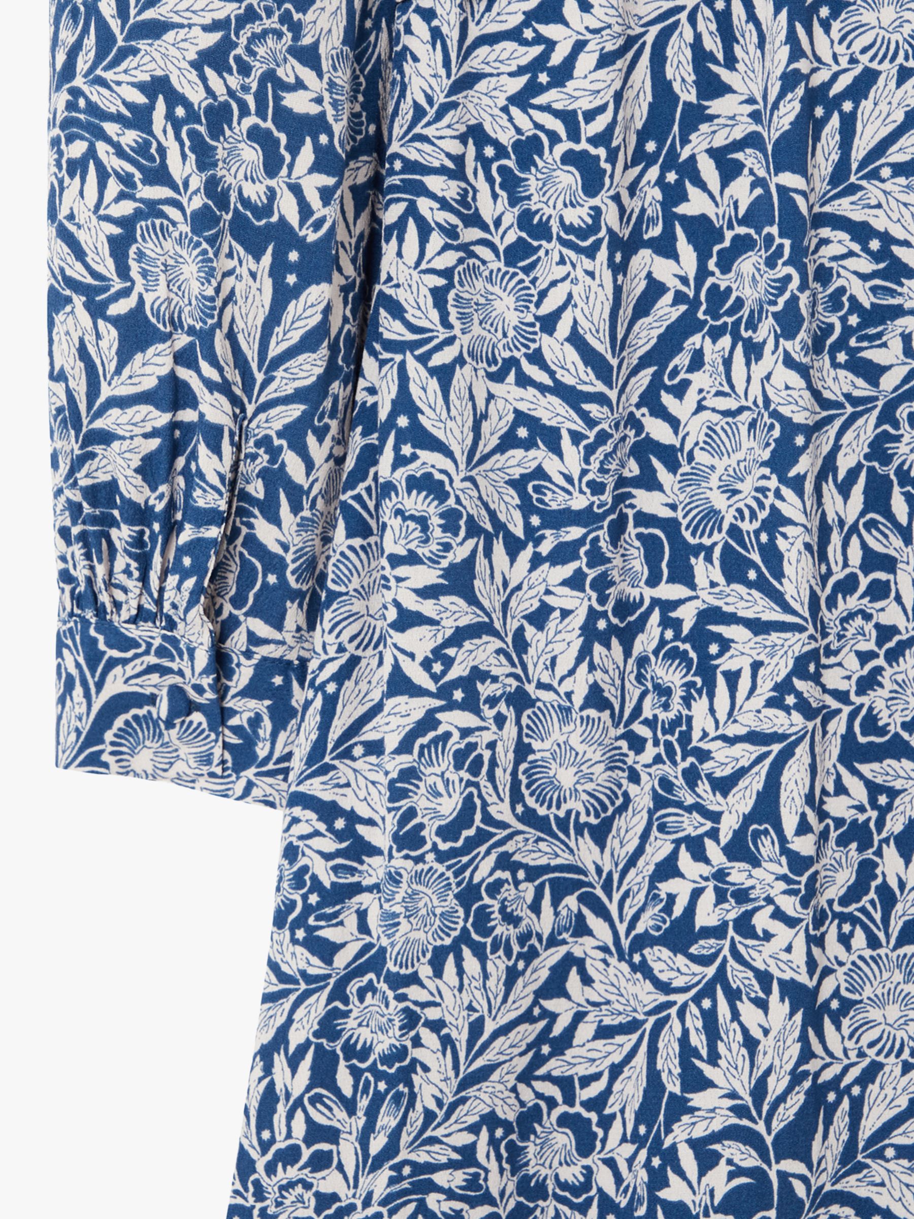 Joules Aurelie Floral Print A-Line Shirt Dress, Blue/White