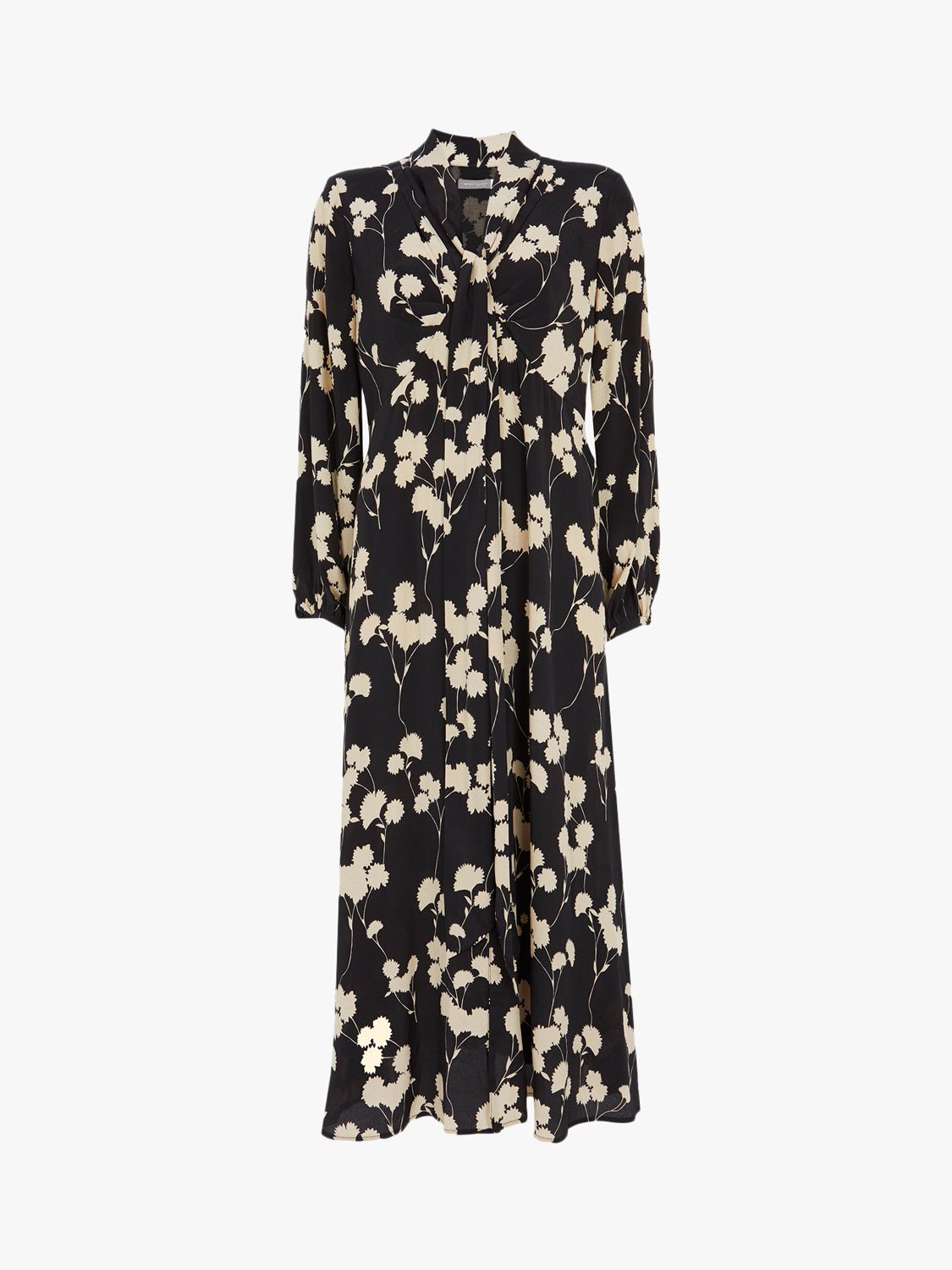 Mint Velvet Abi Floral Print Tie Neck Midi Dress, Multi at John Lewis ...