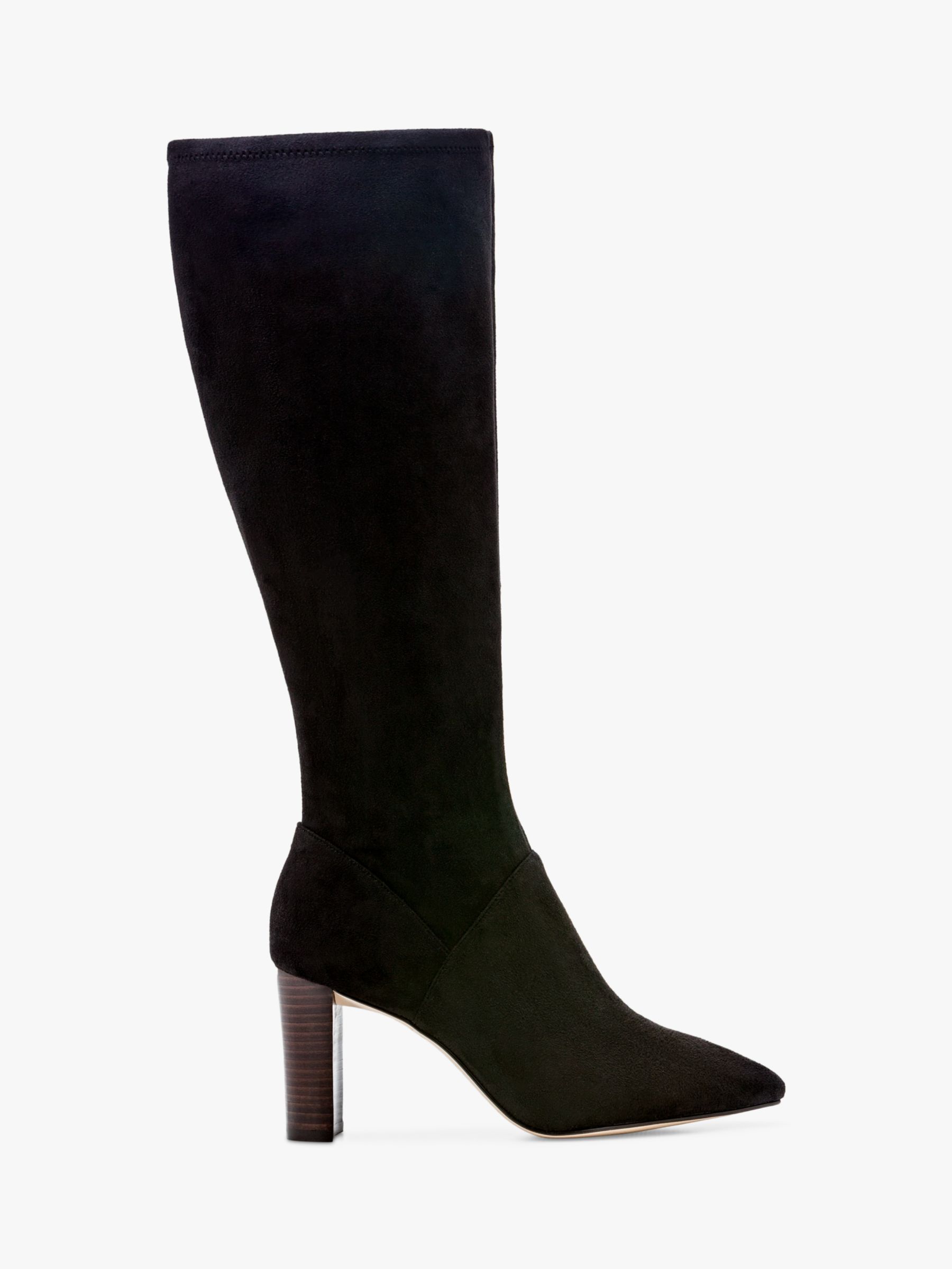 Boden Pointed Stretch Knee High Boots, Black at John Lewis & Partners