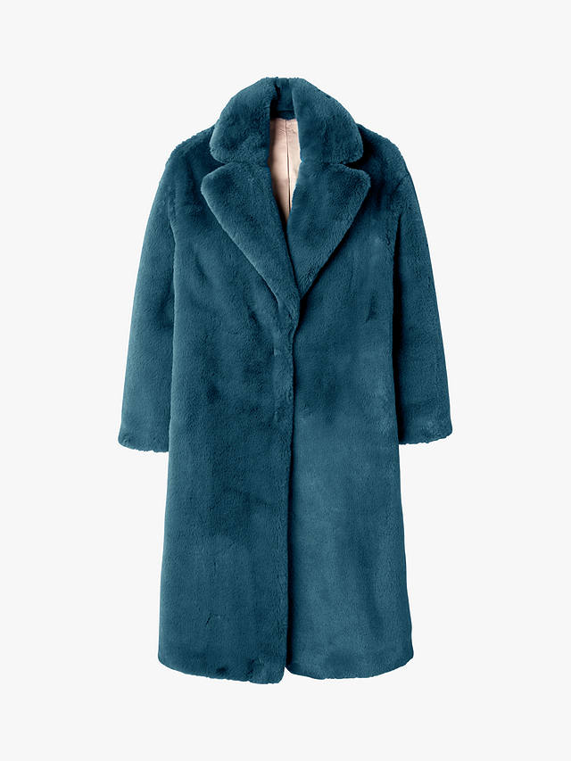 Boden Kenilworth Faux Fur Coat, Rich Teal at John Lewis & Partners