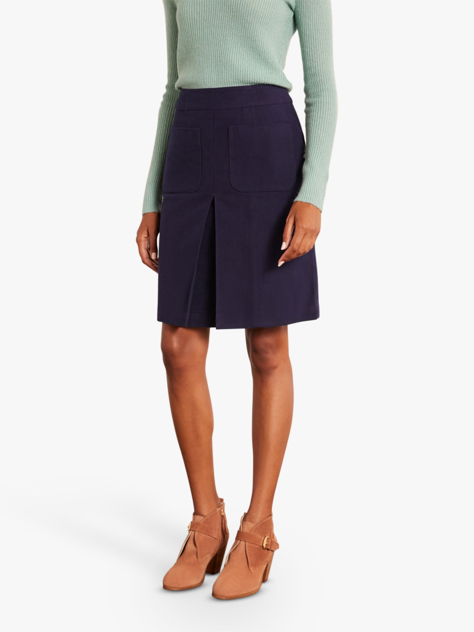 Boden Auria A-Line Mini Skirt, Navy at John Lewis & Partners