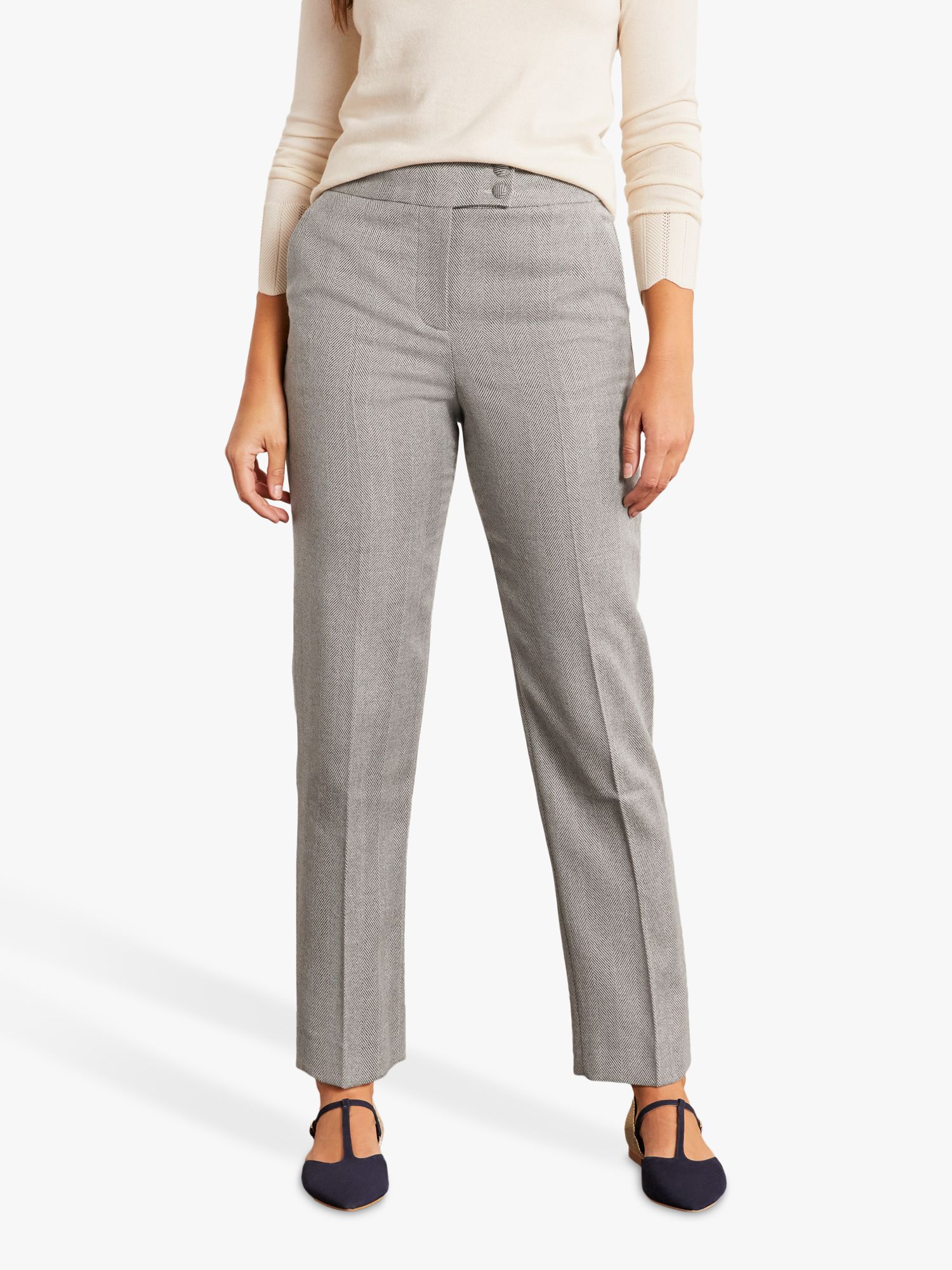 Boden Kennford Wool Blend Tweed Trousers, Grey at John Lewis & Partners