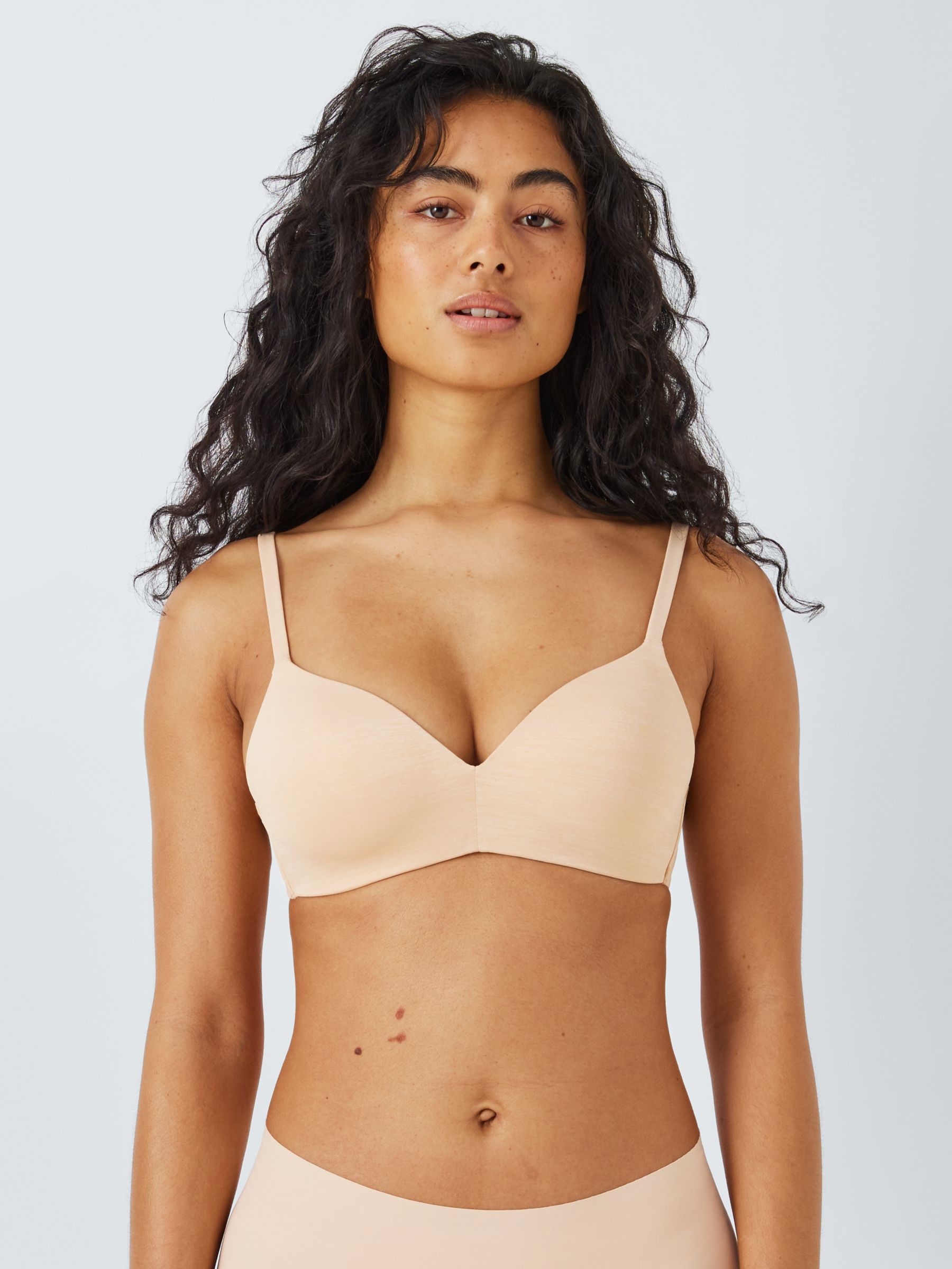 John Lewis ANYDAY Lily Lace Non-Wired Bra, Melon at John Lewis