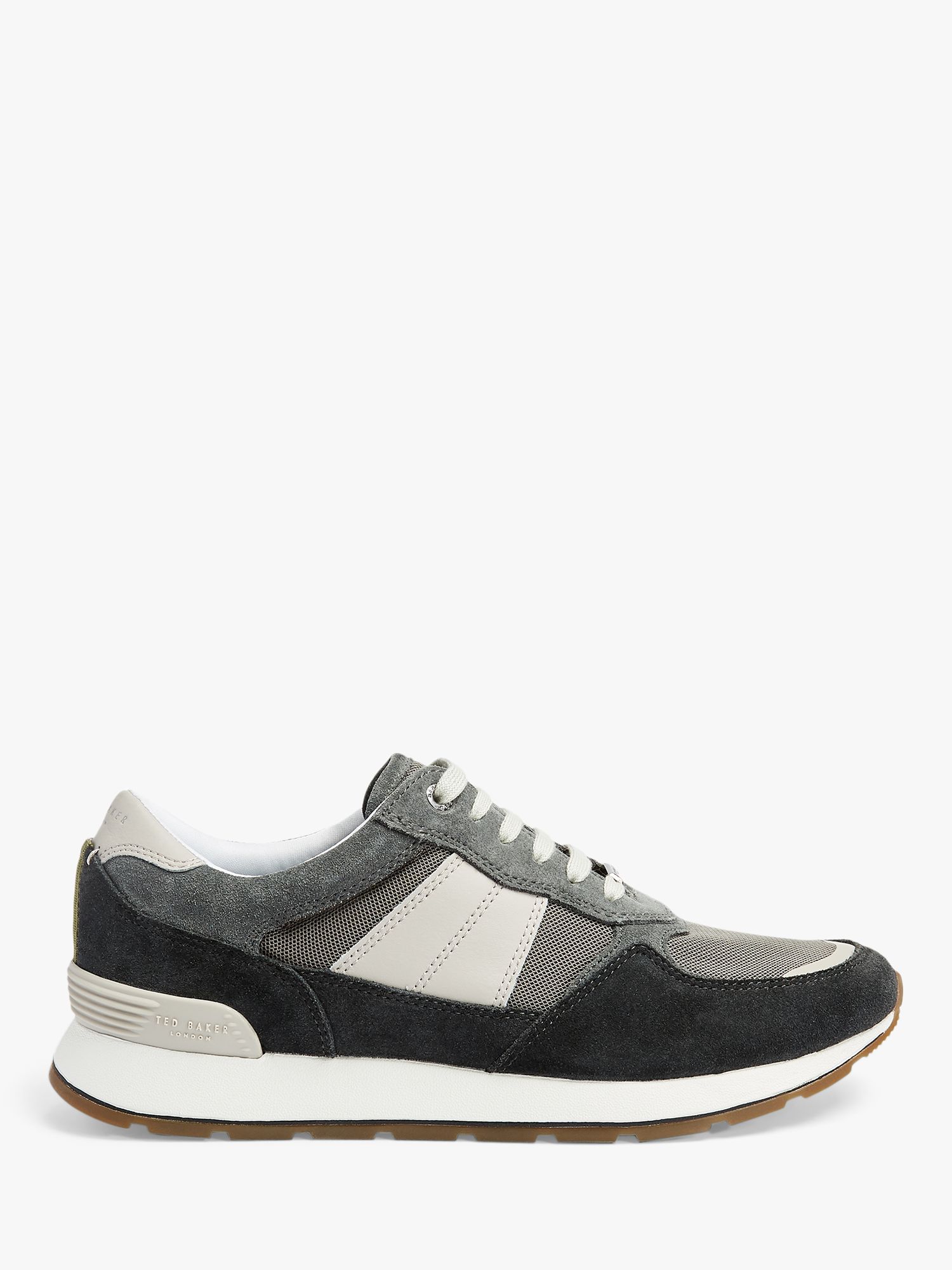 Ted Baker RACOR Leather Tonal Trainers, Grey, 12