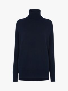 Whistles Cashmere Roll Neck Jumper, Navy, S