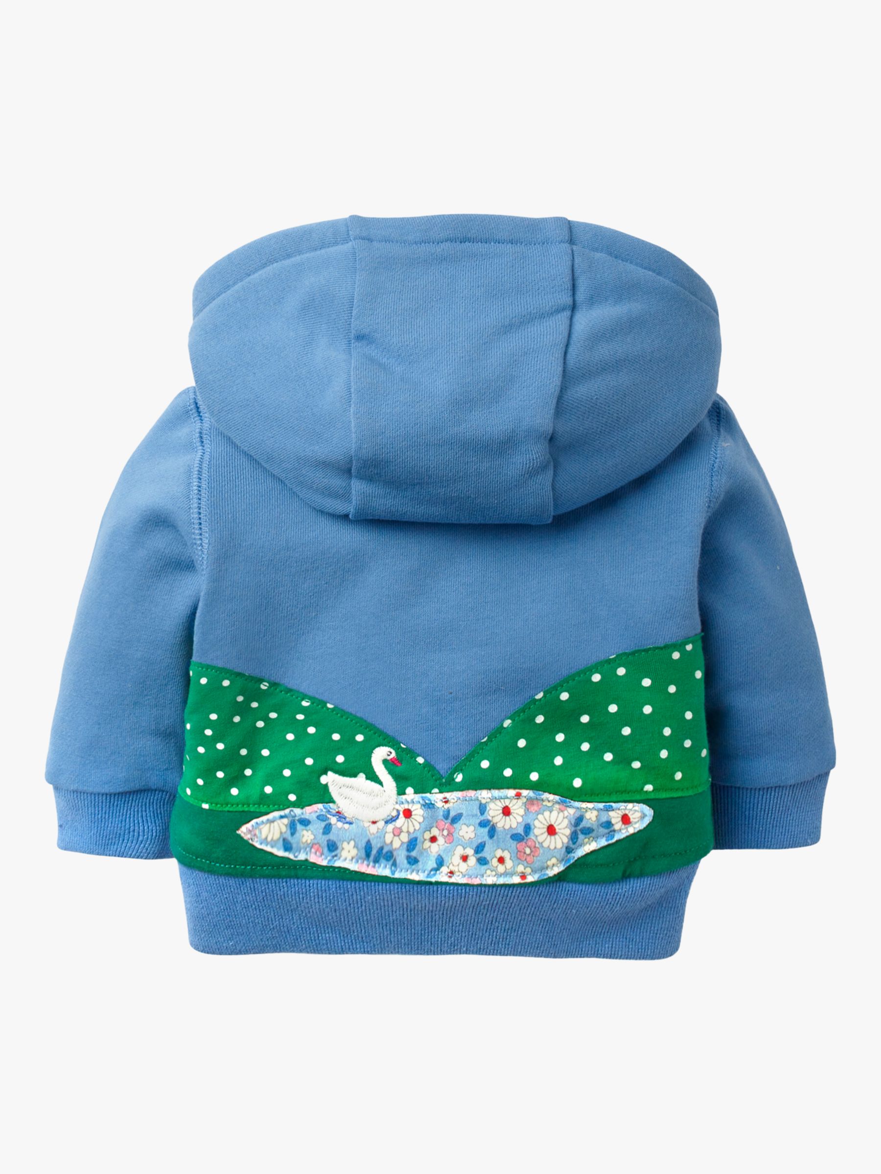 Mini Boden Baby House Applique Shaggy Lined Hoodie, Elizabethan Blue, 3-6  months