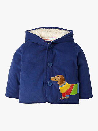 Mini Boden Baby Cord Sausage Dog Graphic Jacket, Blue